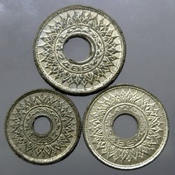 Thailand 1944-1945 - Set of 3 coins (5-10-20 Satang) - Tin coin - Bua Kanok Khaeng Singha Pattern