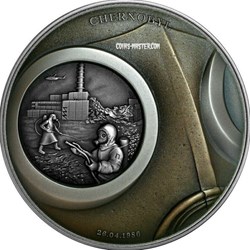 2021 2 Oz Silver Glow In The Dark Human Tragedies CHERNOBYL Antique Finish Coin.