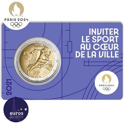 2021 - 2 euro commemorative coincard FRANCE - Paris 2024 Olympic Games Universal Brilliant - Purple