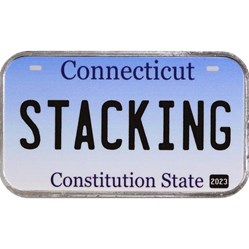 2023 - 1 oz Silver Bar ~ Stacking Across America Connecticut License Plate ~ New w/ COA
