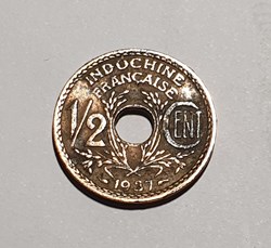 1937 - French Indochina Coin Half CENT Copper INDOCHINE FRANCAISE