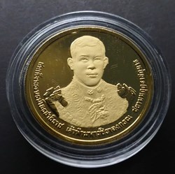 2012 - Gold plated 50 Baht coins, 60th year Anniversary, the King's Rama 10, gold plating