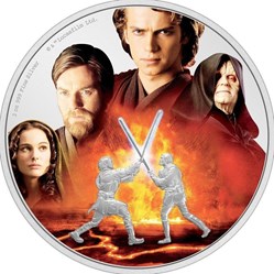 2022 Niue Star Wars Battle Scenes Anakin vs. Obi-Wan 3oz Silver Coloured