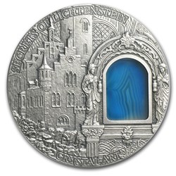 2012 - SECRET OF LICHTENSTEIN $2 series CRYSTAL ART 2oz Silver coin