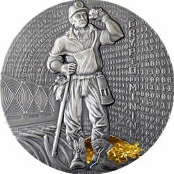 2021 - Crypto Mining 50 g Antique finish Silver Coin 2$ Niue