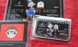 Scrooge McDuck "American Express Cartier" 1oz .999 Fine SILVER Enameled Art Bar
