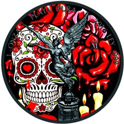 2018 - 1 oz 999 Silver Mexican Libertad Dia de los Muertos Colorized & Ruthenium Plated