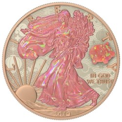 2019 - 1 Oz Silver Coin American Eagle $1 Year of The Pig Amulet Opal Stone