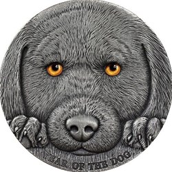2018 - Year of the Dog 3 oz Antique finish Silver Coin 3000 Francs CFA Cameroon