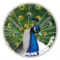 2019 Niue Island 2 $ - Majestic Blue Peafowl Peacock