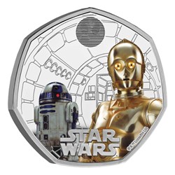 2023 - Star Wars R2-D2 and C-3PO UK 50p Silver Proof Colour Coin