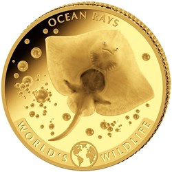2023 - World's Wildlife (5.) Ray Gold Coin 0.5 Grams Congo 10 Francs PP / Proof