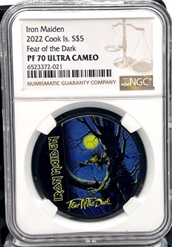 2022 Cook Islands $5 Iron Maiden Fear of the Dark 1 oz Silver Coin - NGC PF 70