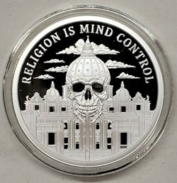 2021 - 1oz Religion Is Mind Control Silver Shield Proof Coin