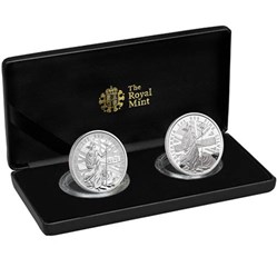 2020 - United Kingdom Silver Britannia Core Range - 2 coin set - Proof and Reverse Proof - 2 oz