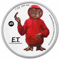 2022 - E.T. Extra-Terrestrial 40th annv 1 oz .999 Silver Coin $2 alien life in TEP
