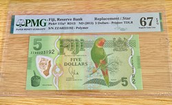 2013 - FIJI 5 DOLLARS-PICK 115a **PMG 67 EPQ SUPERB GEM UNC**