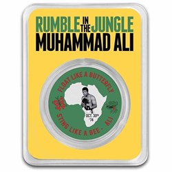 2023 - Muhammad Ali Rumble in the Jungle 1oz 999 Silver Colored Niue Blister
