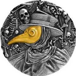 2019 - Mask of Plague Doctor 2 oz Antique finish Silver Coin 5$ Niue