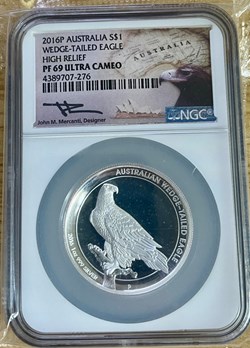 2016 P Australia Silver Wedge-Tailed Eagle NGC PF69 Ultra Cameo | High Relief