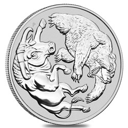 2020 - 1 oz Australian Silver Bull and Bear Coin (BU)