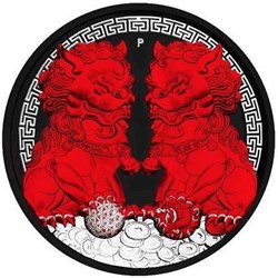 2020 - 1$ - Guardian Lions Pixiu - Black & Red - 1 Oz Silver Coin