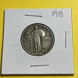 1918 Standing Liberty Quarter US Silver Coin Low Mintage Beautiful Details