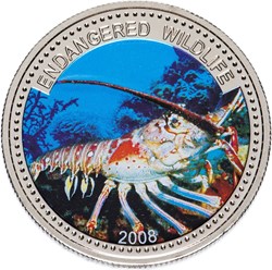 2008 - Palau Endangered Wildlife Spiny Lobster $1 Proof Crown Color