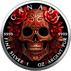 2023 Canada Mexico Skull 1 oz Silver Color Coin - COLOR EDITION