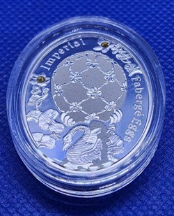 2012 - NIUE "Swan Egg" $1 IMPERIAL FABERGE EGGS Proof Silver Coin W/ Swarovski