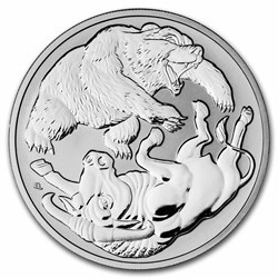 2020 Australia 1 Dollar Bull Bear 1 oz 9999 Silver St / BU