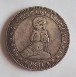 1881 - 1 dollar 'hobo nickel' Carson City 'anime girl' (based on Morgan) UNC