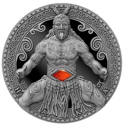 2020 Haka Māori Warrior 2 oz Antique finish and Black Proof Silver Coin OGP