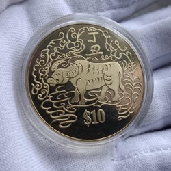 1997 Singapore 10 Dollar - Year of the Cow ( Copper-nickel 40.7mm)