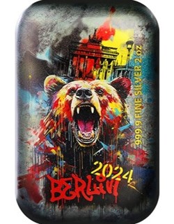 2024 Germania Mint BEARLIN Edition Colorized 2 oz .999 Silver Bar Box/COA