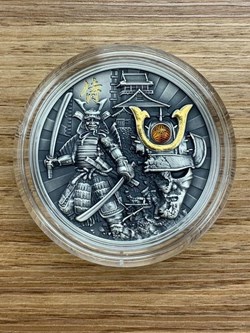 2019 2oz $5 NZD Niue Warriors Samurai Ultra High Relief Antique Finish Silver Coin
