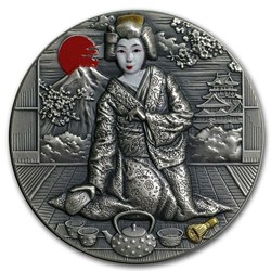 2019 - Geisha 2oz Antique Finish Silver Coin 2$ Niue