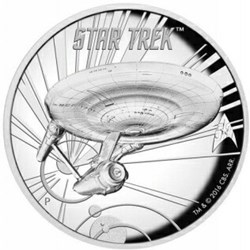 2016 Tuvalu 5 oz Silver Star Trek: Original U.S.S. Enterprise High Relief