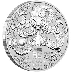 2024 - Lunar Year of the Dragon 1oz Silver 9999 Australia $1 ST/BU