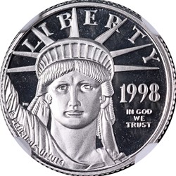 1998-W Platinum American Eagle $10 NGC PF69 Ultra Cameo Brown Label