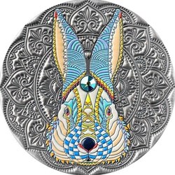 2023 - Rabbit Mandala Collection 2 oz Antique finish Silver Coin 5$ Niue