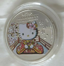 2014 - Hello Kitty sitting 40th anniversary Silver coin Cook Island