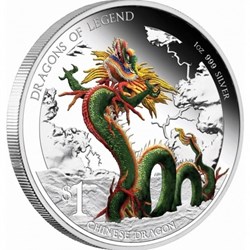 2012 - Dragons Of Legend Chinese Dragon 1 oz proof silver coin Tuvalu