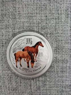2014 Australia Lunar Horse Coloured Silver Coin - 1oz (Mintage 39566)