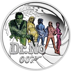 2021 Tuvalu-Perth Mint Minted $0.5 James Bond 007 "Dr.No" 1/2oz Colorized Silver Proof Coin