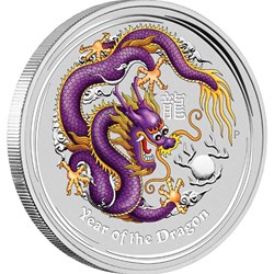 2012 - $1 ANDA Brisbane Show Lunar Year of The Dragon 1oz Silver Coloured Coin