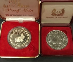 1987 $10 Dollar Year Of Rabbit Silver Proof & Nickel with Original Box & COA