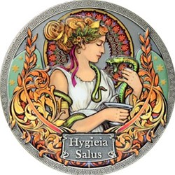 2020 - Hygieia Salus Goddesses of Health 50 g Antique finish Silver Coin Ghana