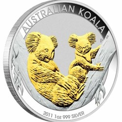 2011 - Australian Koala - 1oz Gilded Coin