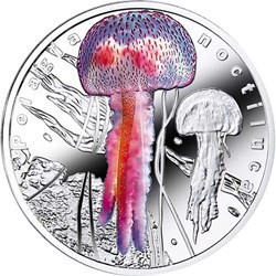 2016 - PELAGIA NOCTILUCA Bioluminescent Animals Medusa Jellyfish Silver Coin 1$